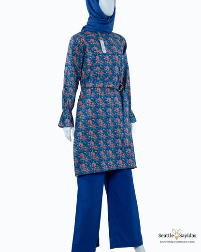 Organic Cotton Clothing Top Poet Tunic Dress In Royal Blue - Seattle Sayidas
