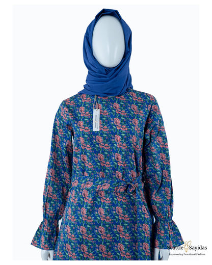 Organic Cotton Clothing Top Poet Tunic Dress In Royal Blue - Seattle Sayidas