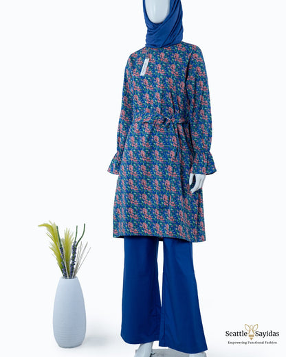 Organic Cotton Clothing Top Poet Tunic Dress In Royal Blue - Seattle Sayidas