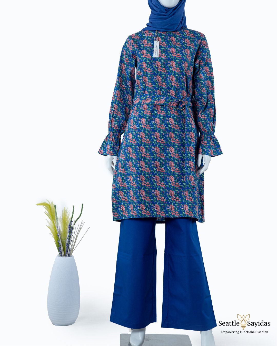 Organic Cotton Clothing Top Poet Tunic Dress In Royal Blue - Seattle Sayidas