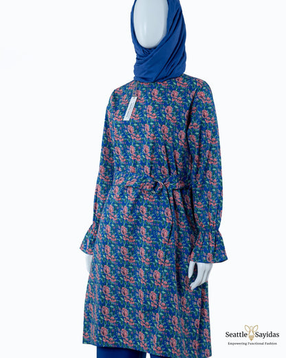 Organic Cotton Clothing Top Poet Tunic Dress In Royal Blue - Seattle Sayidas